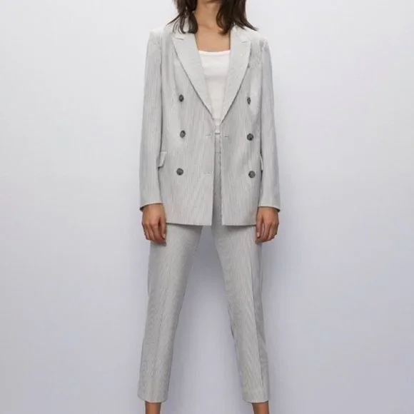 Aritzia Babaton Atelier Samuel Check Blazer | Size 4 | Espace/Grey Stripe - Picture 3 of 15